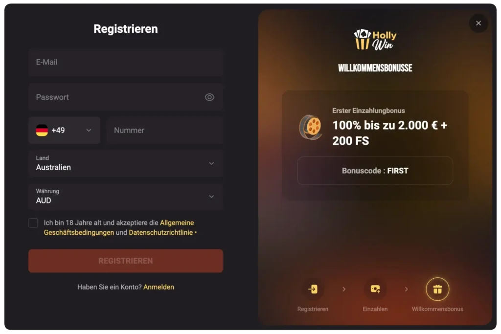 Holly Win Registrierung